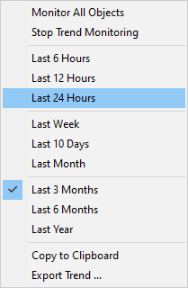 temperature trend context menu