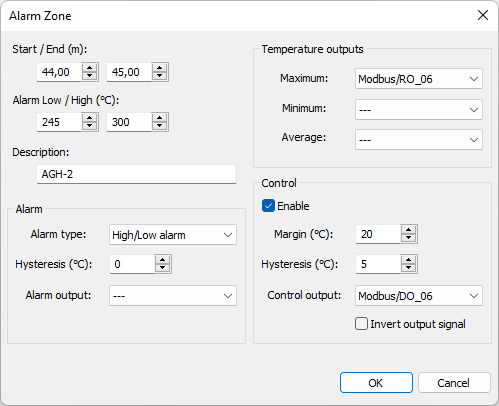 alarm zone dialog