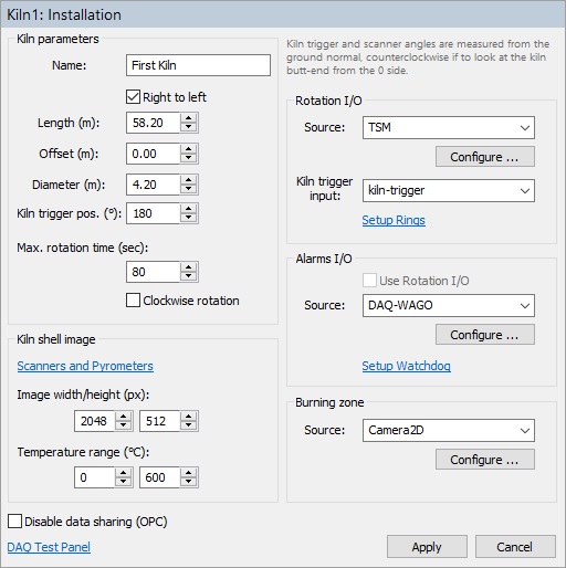 kiln parameters