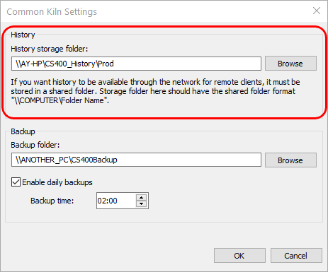 common settings dialog